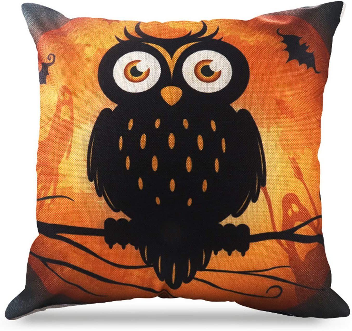 Brand New Halloween Throw Pillow Covers 18 x 18 Inch Owl/Bat/Witch/Castle Theme Sofa Home Decorative Cushion Pillow Case Bedroom Living Dining Seat