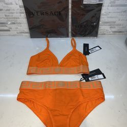 Authentic VERSACE Stretch-cotton jersey soft-cup triangle bra and briefs