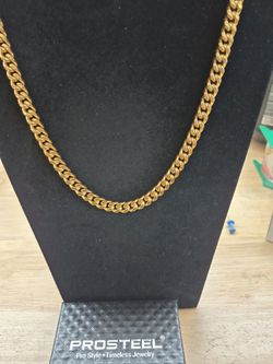 ProSteel Jewelry 7mm 24in Gold Color Cuban Chain 