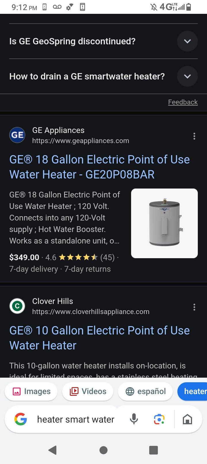 GE Electric Water Heater