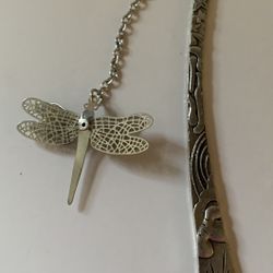 Dragonfly Bookmark, New 5” Color silver.