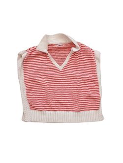 Sonoma Women XL Preppy Collared Sleeveless Sweater Vest Bold Red & White Stripes