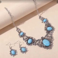 Vintage Style Tibetan Turquoise Jewelry Set 