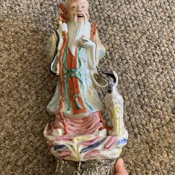 Vintage Chinese Porcelain Statue God Of Longevity 15”