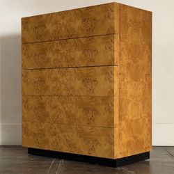 Vintage 1970s Burl Wood Highboy Dresser