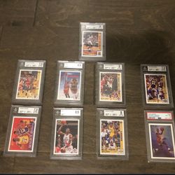 Nine 1991-92 Upper Deck Micheal Jordan And Magic Johnson Graded  7.5-9 Basketball Cards