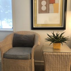 Rattan Chair and Coordinating Table 