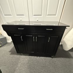 Kitchen cart Black Stone Top On Wheels 