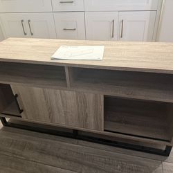 Mixed Material Storage TV Stand for TVs up to 54" with Sliding Doors