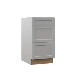 Designer Series Melvern 18 in. W x 24 in. D x 34.5 in. H Assembled Shaker 3-Drawer Base Cabinet in Heron Gray