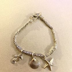Bali Legacy Sterling Silver Sea Couture Charm Bracelet (6.50 In) 16 Grams