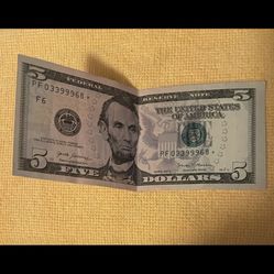$ 5 Dollar Bill