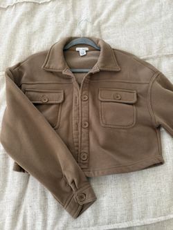Brown Cropped Jacket With Button Up Woman’s Size S