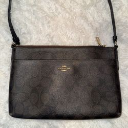 Brown And Black Coach Leather Crossbody Bag #leatherbag #coach #purse 