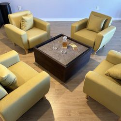 Chairs And Square Coffee Table With Storage