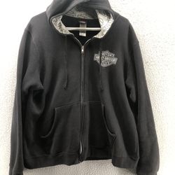 Men’s Harley Davidson Black Full Zip Hoodie 2XL
