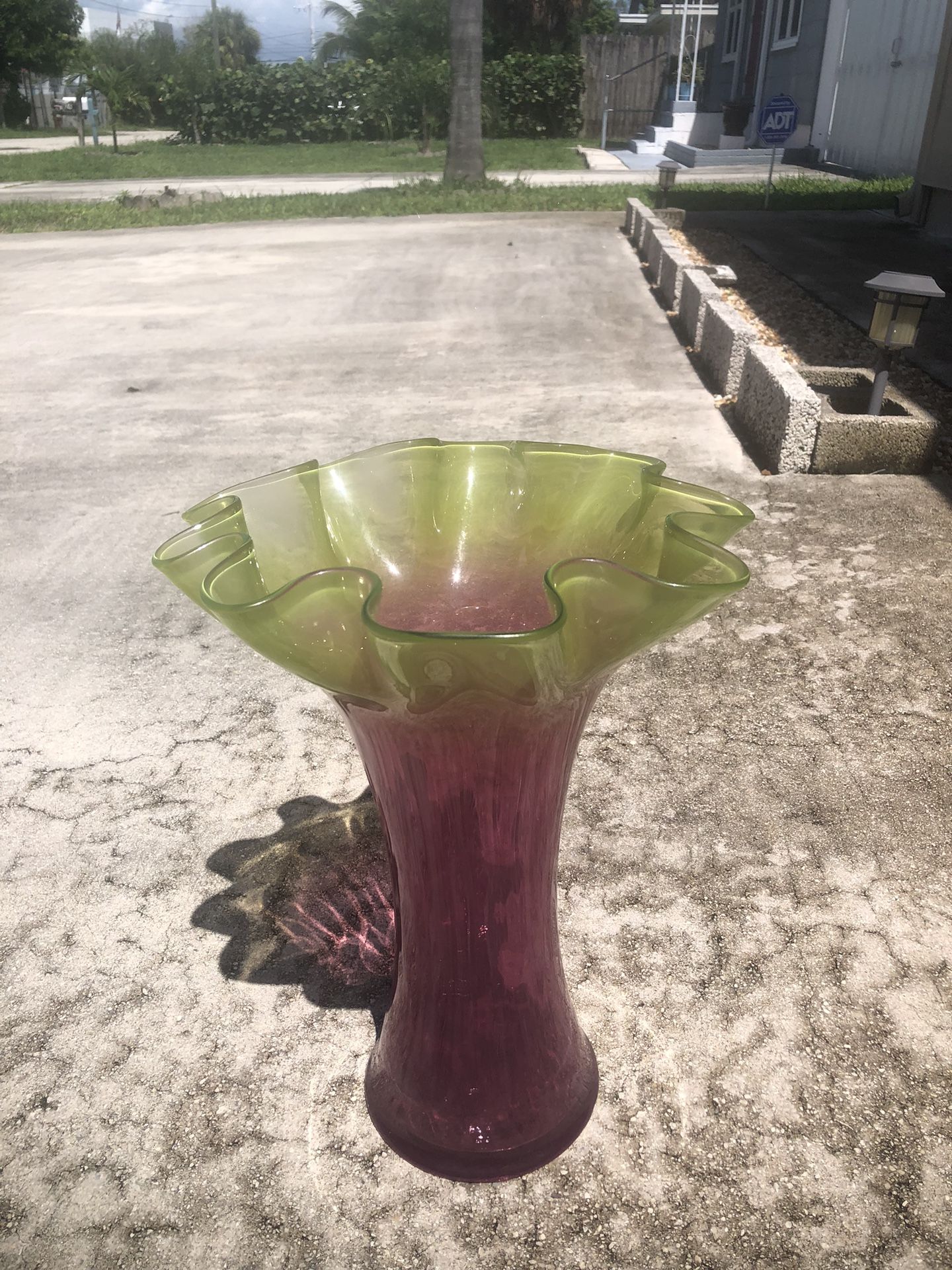 Vintage Designer Cranberry & Lime Vase Available Read Description