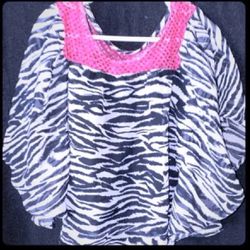 Little Girls Size XS Zebra Layered Blouse with Sequins