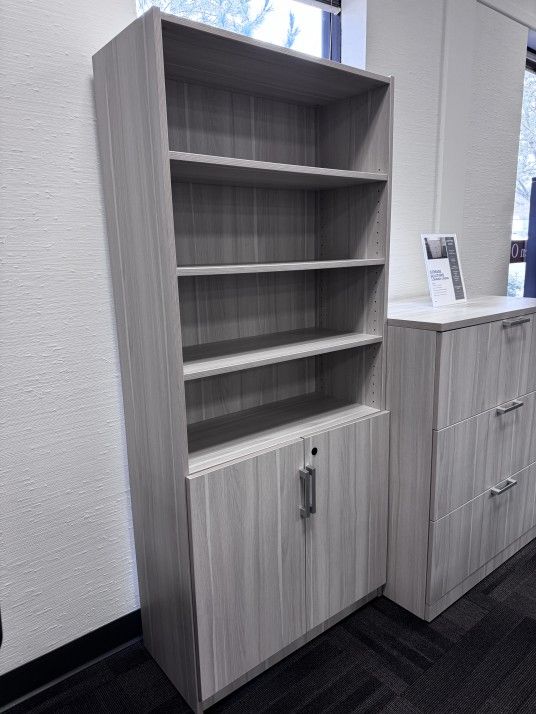 Sale! Save $50! New - Tall Bookcase With Locking Double Storage Doors
