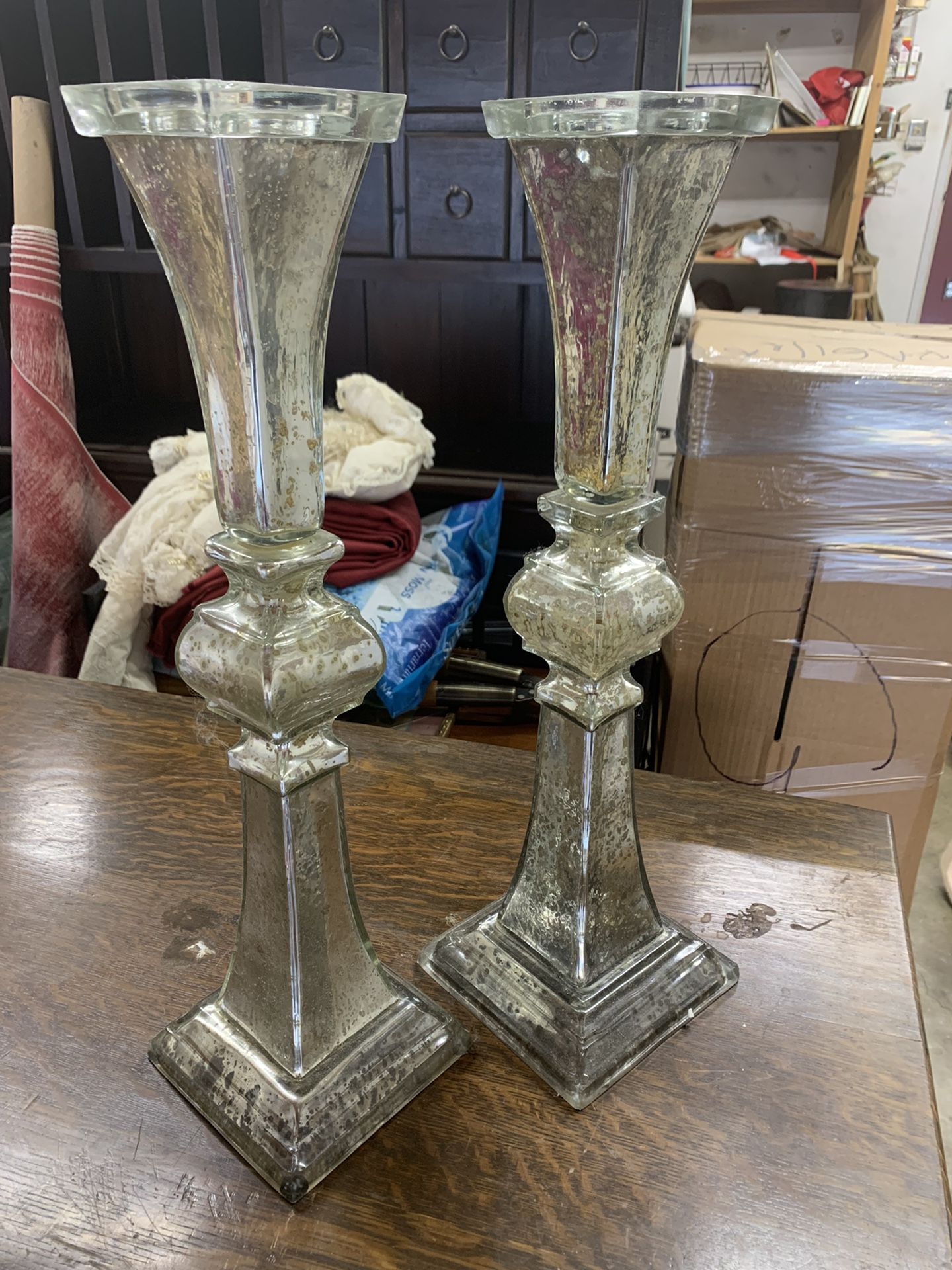 Mercury Glass Candle Holders 