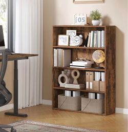 4-Tier Bookshelf, Storage Organizer, 31.5 x 9.4 x 42.5 Inches Particleboard and MDF, for Home Office, Rustic Brown, CUSTOS Collection ULBC174K01