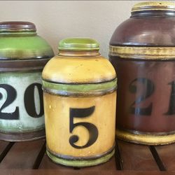 3 Farmhouse Metal Canisters 