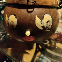 Vintage Coconut Souvenir Tiki Hawaii Hand Painted Face Purse Barware Mid Century 