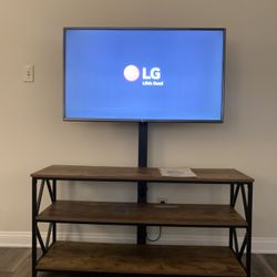 LG 43" 4K TV + Stand w/Swivel Mount & Shelves