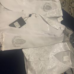 Sz 6 Baptism Dress Jacket Scarf Vest Bow 