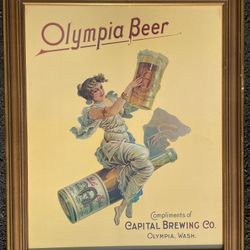 Vintage Olympia Beer Framed Advertisement 