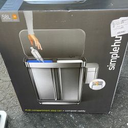 Simplehuman 58L Dual Compartment Step Can with Compost Caddy & Code H Liners, 60-pack