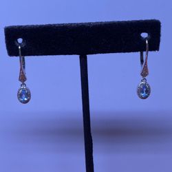 10k Aquamarine Diamond Earrings 