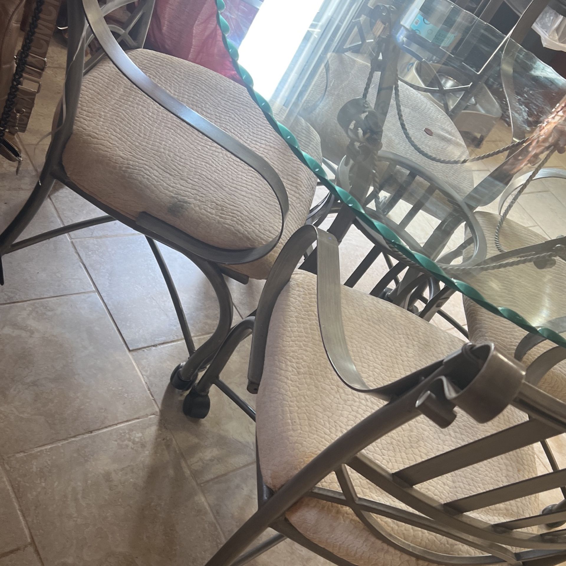 Round Glass Top Kitchen Dining Set