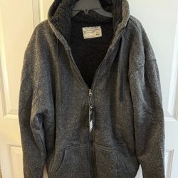 men's sherpa-lined, full-zip hoodie in a dark gray/black speckled xxl