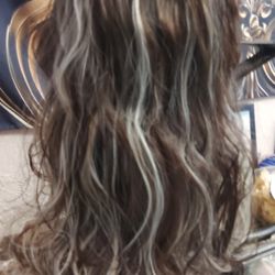 Brand New Brown With Blonde Highlights Wig It's Long And Beautiful