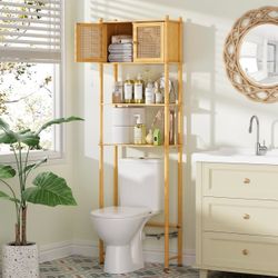 4-Tier Bamboo Over-The-Toilet Storage Cabinet – Bathroom Organizer