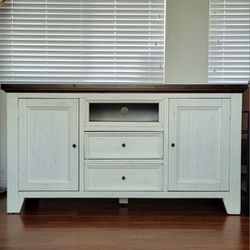 60" White TV Stand With Storage