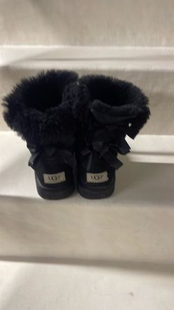 UGG Black Boots with Bow Detail