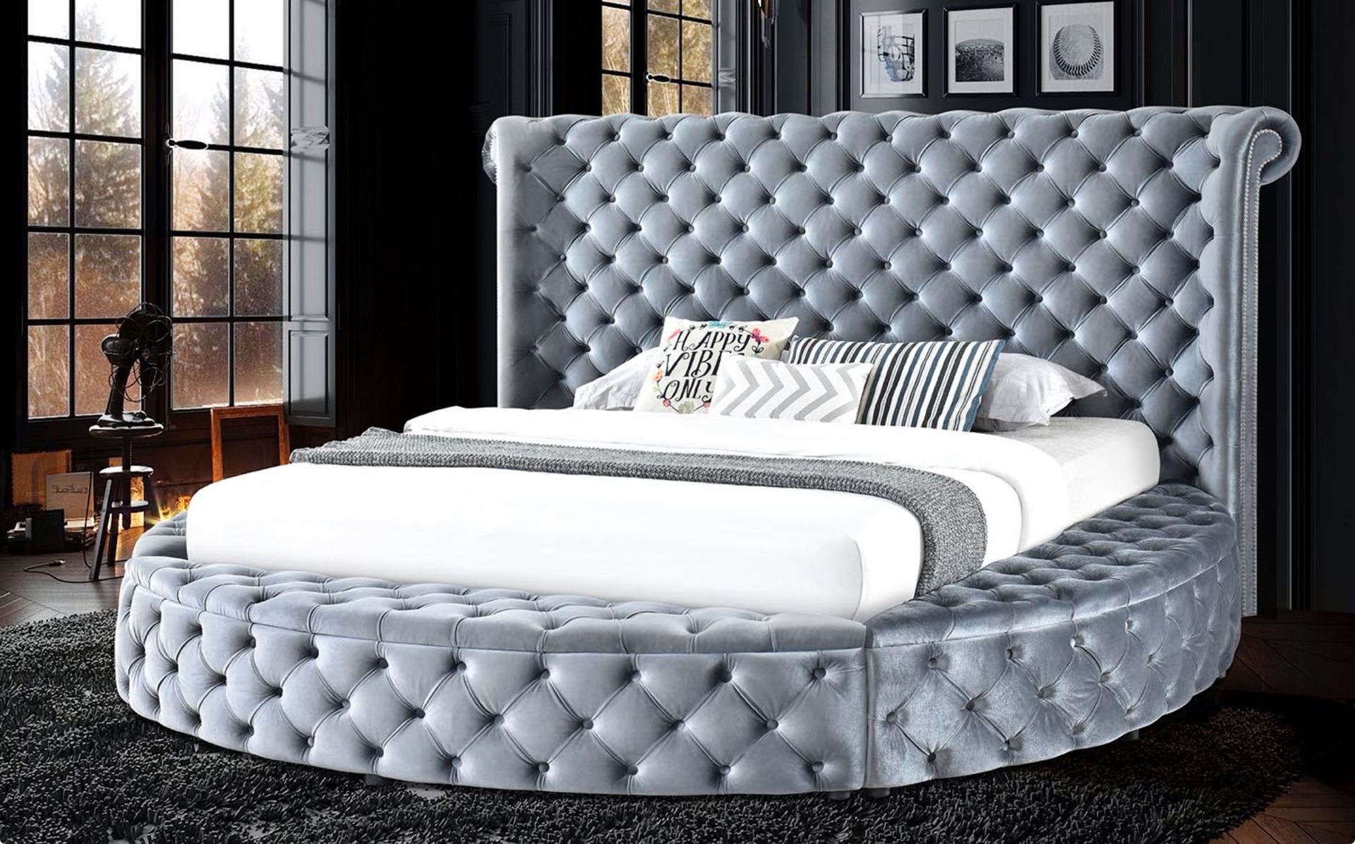 New Queen Round Storage Bed Tufted K Furniture & More Lehigh 