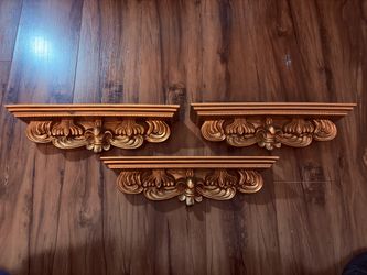 Vintage Hollywood Regency gold shelves