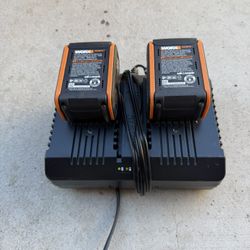 Worx dual charger and batteries