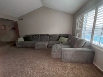 Large Gray Fabric Sectional Sofa