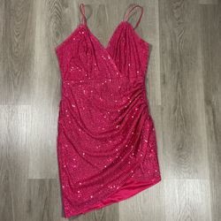 Women’s Double Crazy Pink Sparkling Dress Large