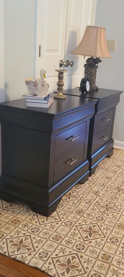 Stunning refinished set of night stands real wood