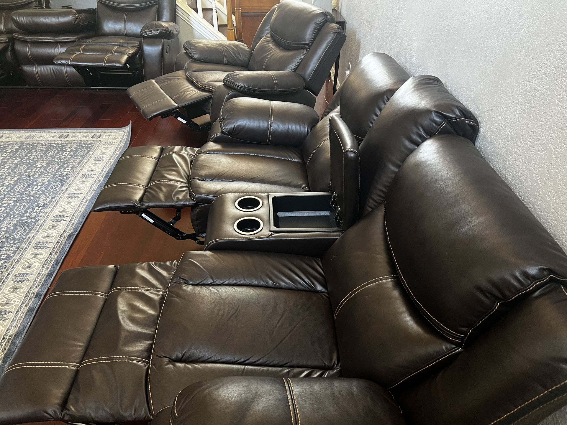 Sectional Couch Sofa Set W/ Recliner Seats 8 People! Prefect for Holiday hosting!