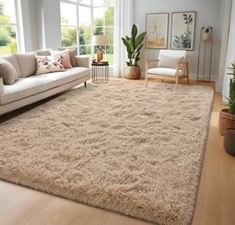 Large Beige Shag Area Rug