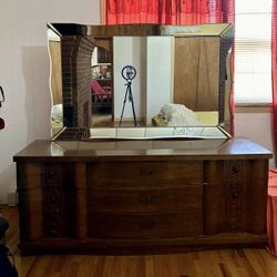 wooden chest with mirror 