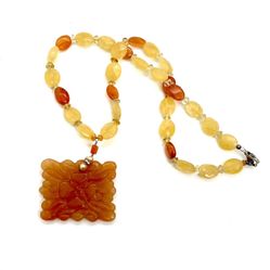 Handmade Orange Jade Necklace