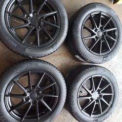 16 INCH WHEELS AND NEW TIRES 205 55 16 liquid Metal Black 5x114.3 (5x4.5) 