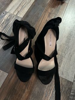 Fashion Nova Black Suede Lace-Up Heels